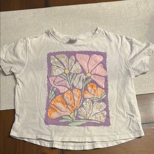 Zara Floral Kids T-Shirt - White with Purple and Orange Accents
